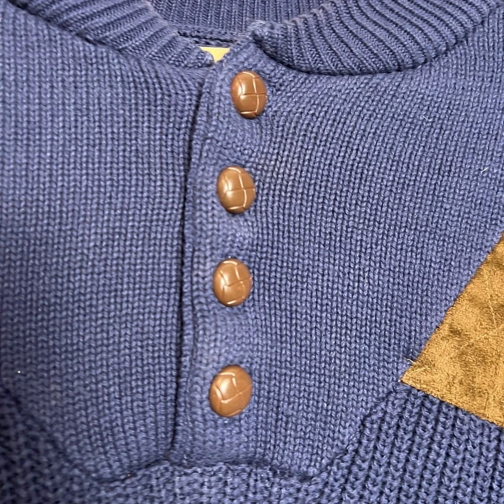 Vintage Boulder Creek Trading Co Sweater XLT‎ Blue Suede Elbow Patch